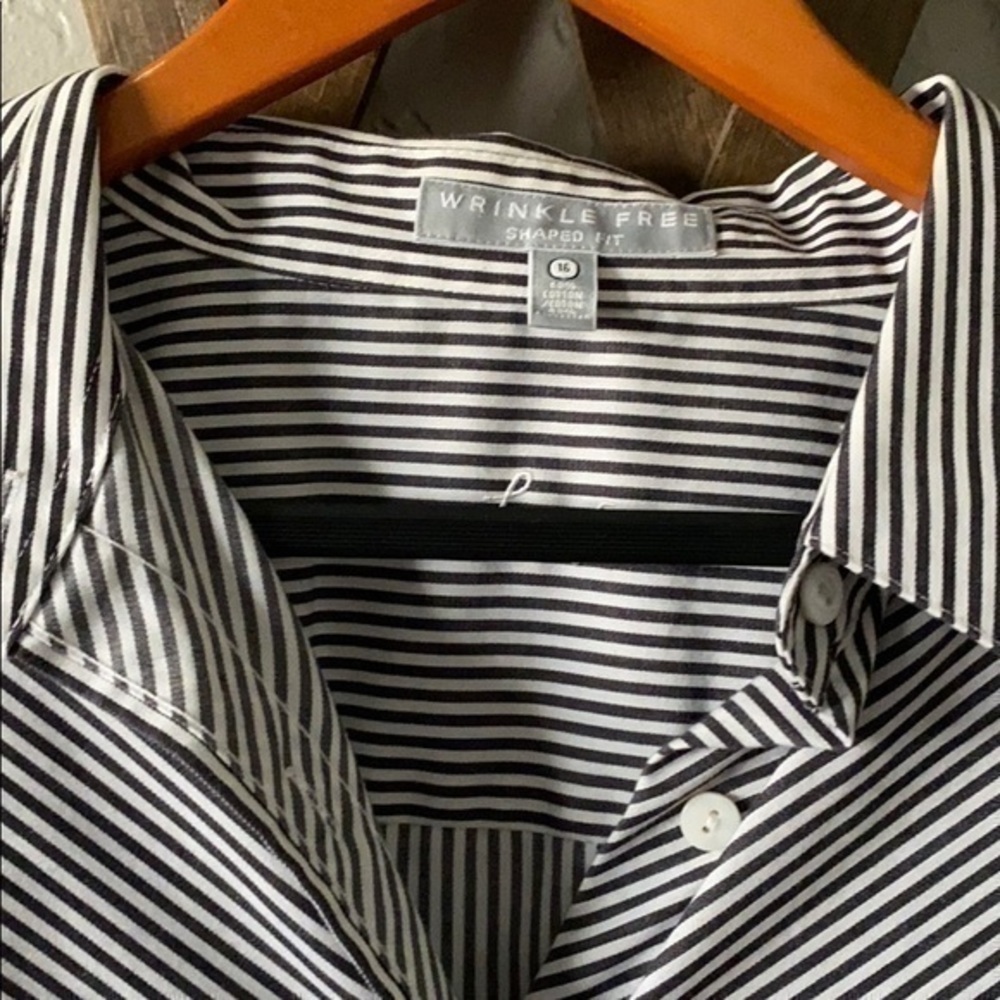 Women foxcroft striped shirt sz 16 - Picture 6 of 9